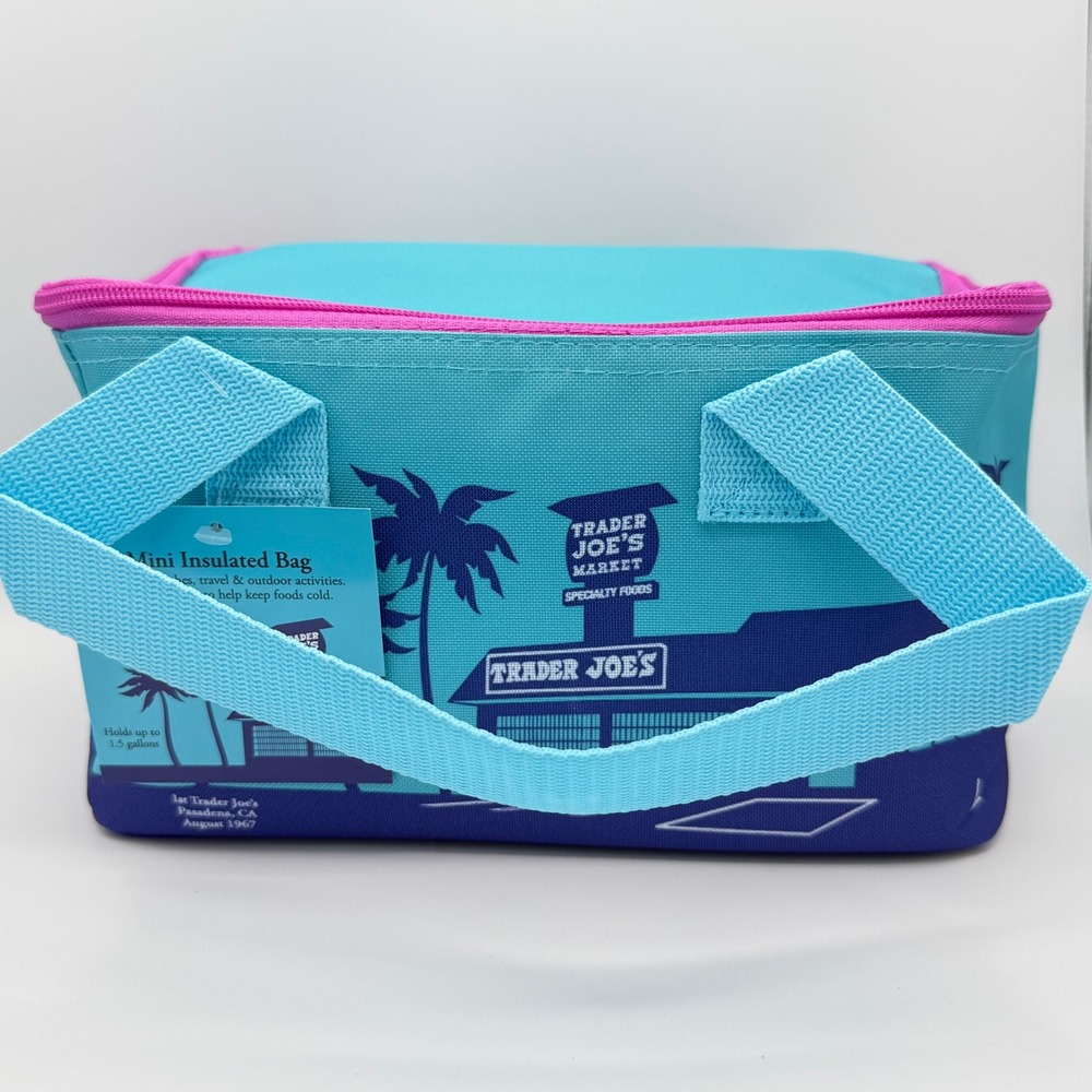 Trader Joe's Mini Insulated Bag Blue Purple NWT Pasadena